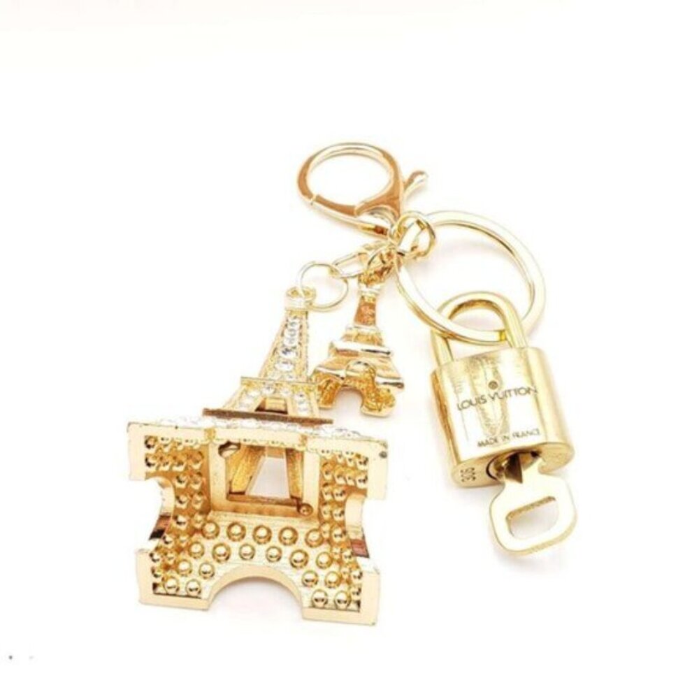 Louis Vuitton Gold Lock 🔒 Authentic LV Key + Unbranded Eiffel Tower Bag Charm - Picture 5 of 8